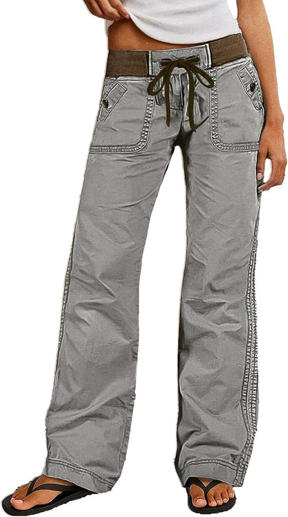 Flamingals Straight Leg Drawstring Pants for Women