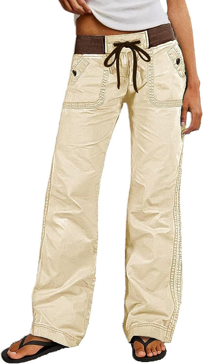 Flamingals Straight Leg Drawstring Pants for Women