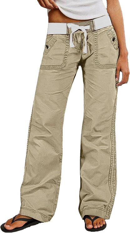 Flamingals Straight Leg Drawstring Pants for Women