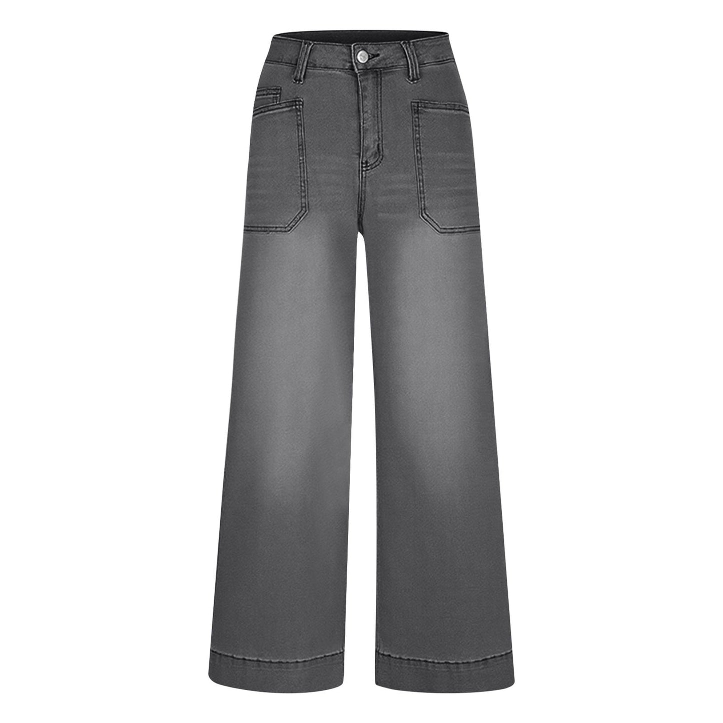 Miqool Women's Wide Leg Jeans Casual Loose Fit High Waisted Stretchy Baggy Denim Pants with Pockets