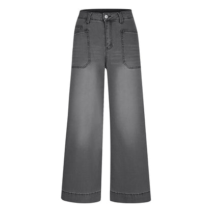 Miqool Women's Wide Leg Jeans Casual Loose Fit High Waisted Stretchy Baggy Denim Pants with Pockets