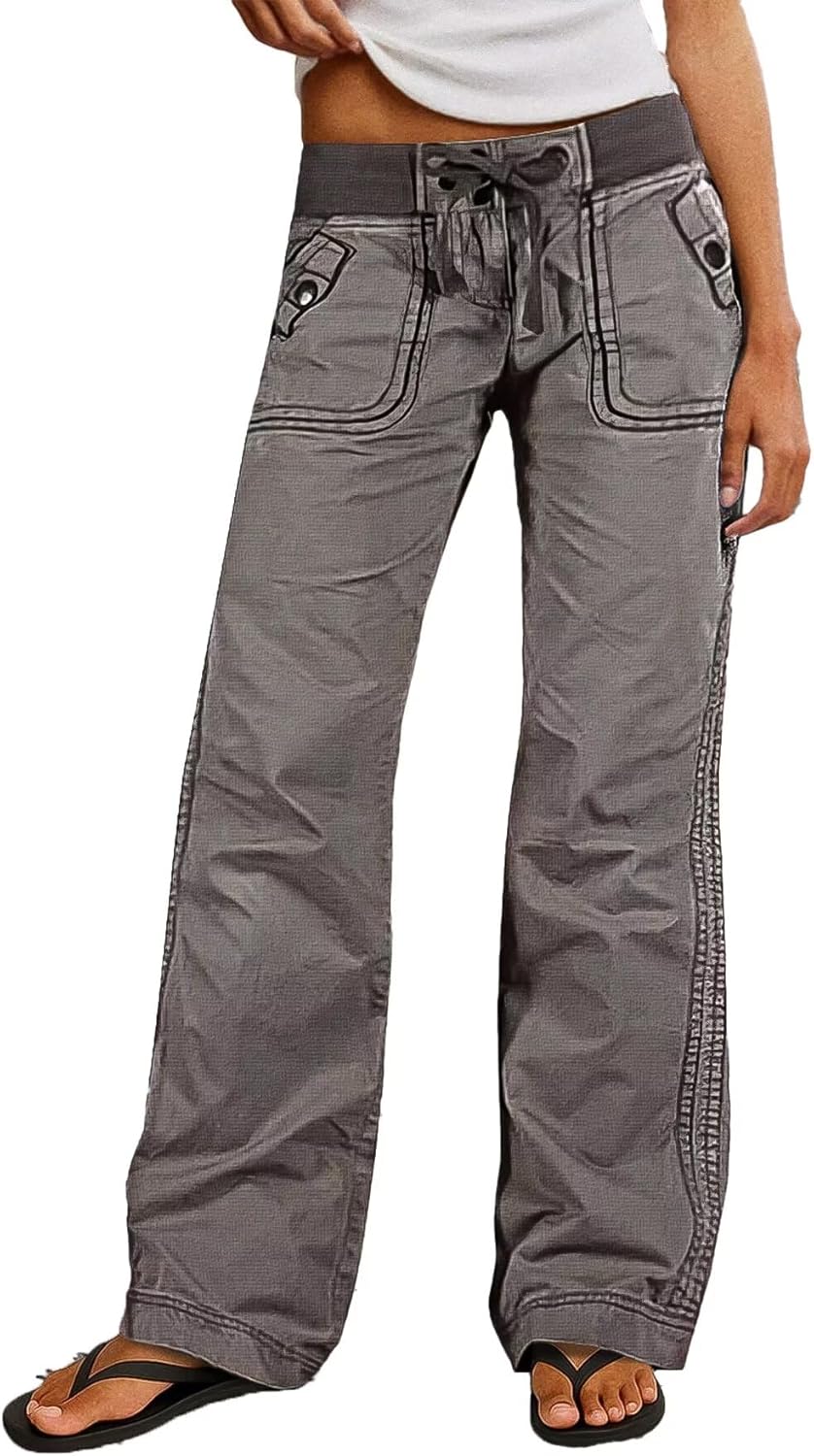 Flamingals Straight Leg Drawstring Pants for Women