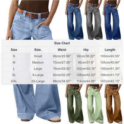 Miqool Women's Wide Leg Jeans Casual Loose Fit High Waisted Stretchy Baggy Denim Pants with Pockets