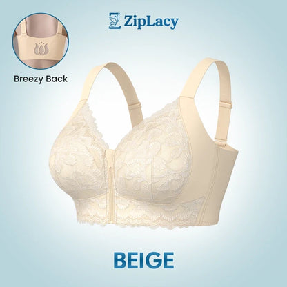 ZipLacy - Ultra Soft Front Zip Wireless Lifting Bra