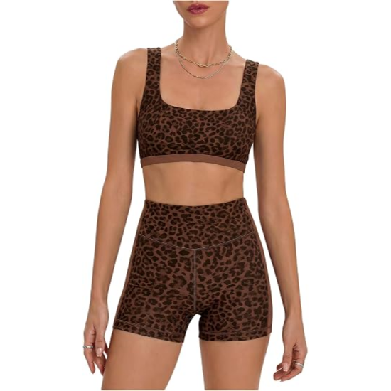 Milumia Women's Polka Dots Workout Set Layered Yoga Outfit with Shorts