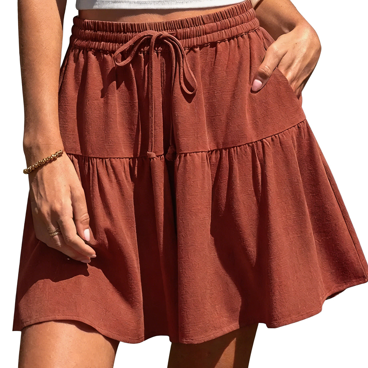 Womens Linen Blend Wide Leg Flowy Culotte Shorts Drawstring Loose Fit Summer Casual Lightweight Comfy Vacation Wear