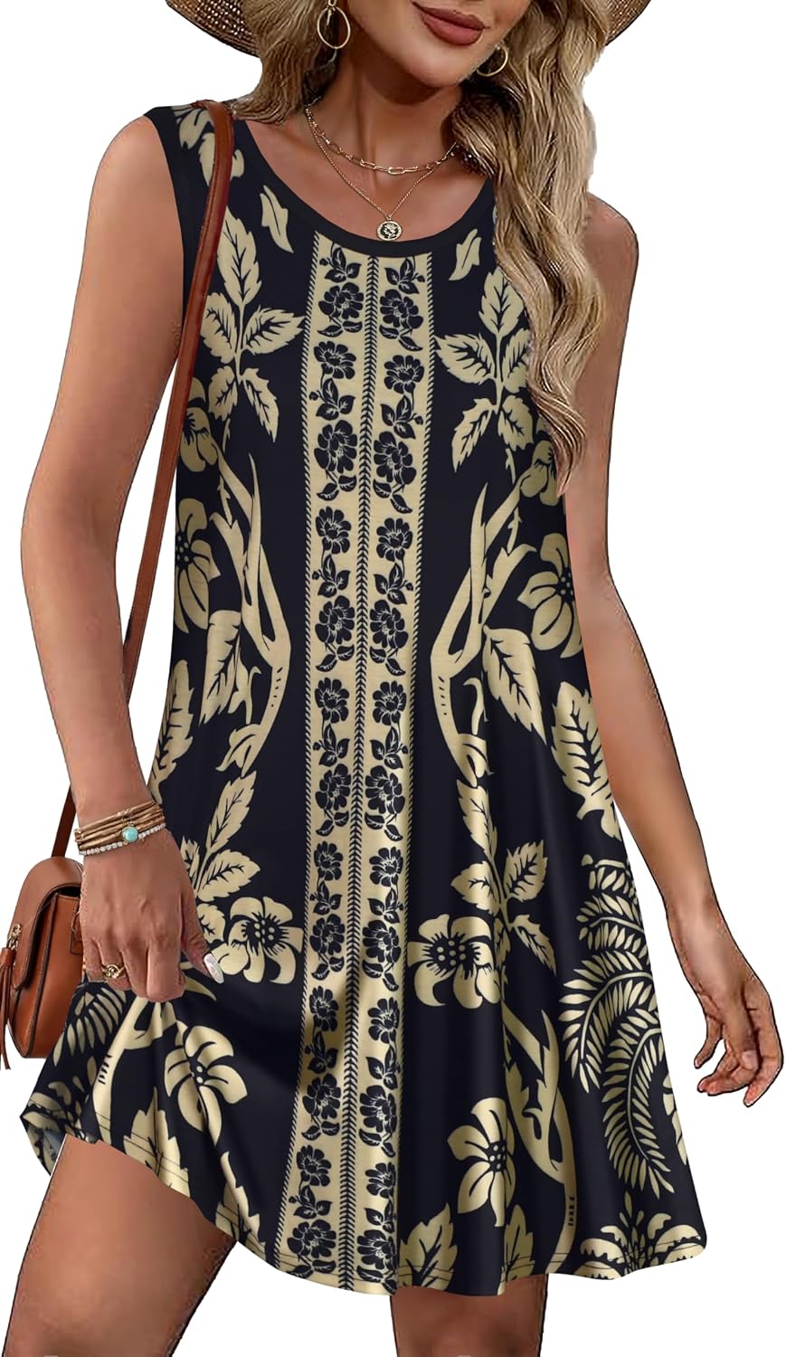 Summer Dresses for Women Beach Boho Sleeveless Vintage Floral Flowy Pocket Tshirt Tank Sundresses 2026