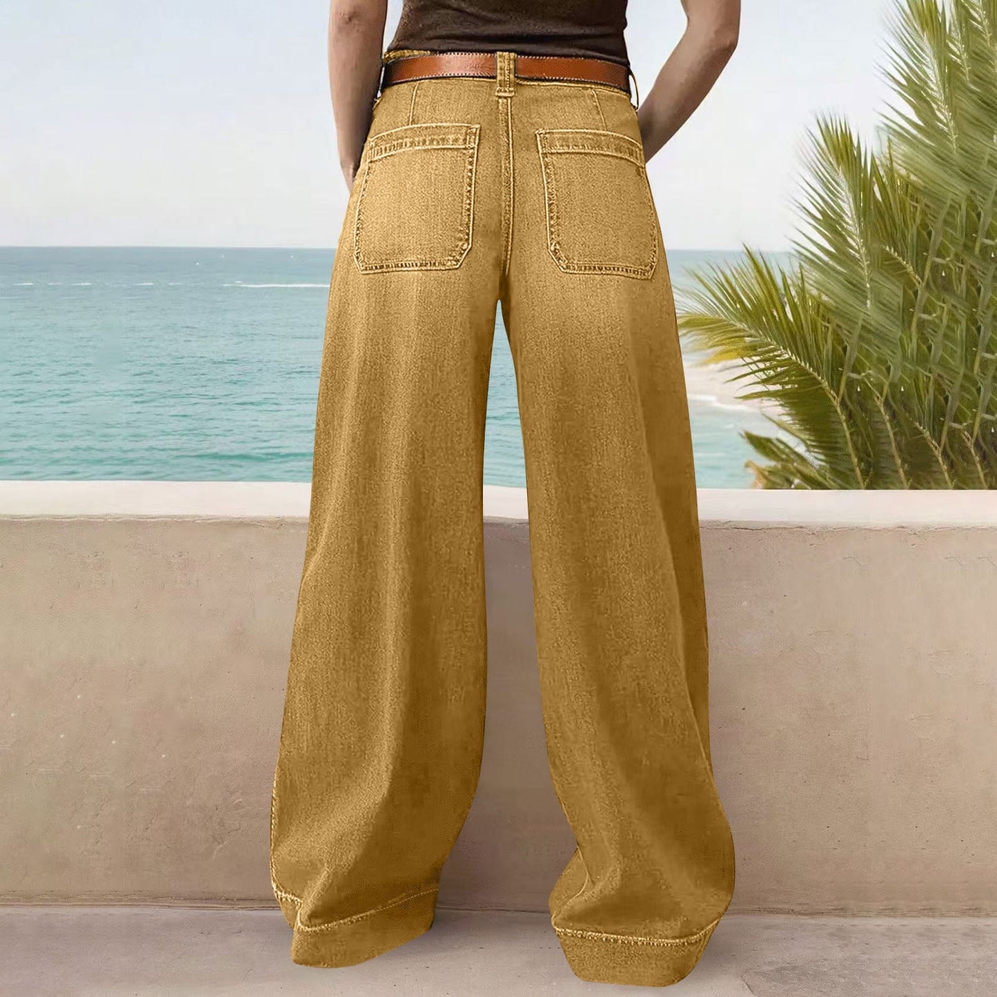 Miqool Women's Wide Leg Jeans Casual Loose Fit High Waisted Stretchy Baggy Denim Pants with Pockets