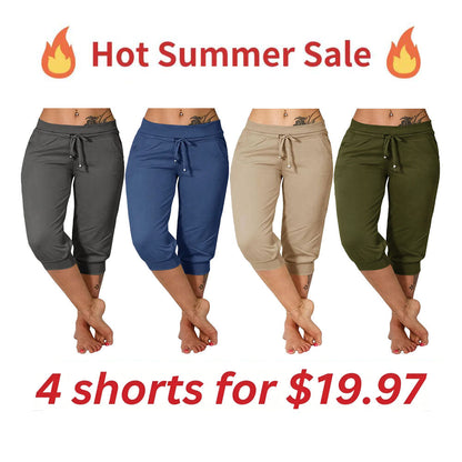 🔥Hot Summer Sale🔥Women’s Drawstring Capri Pants with Pockets for Casual Comfort Wear