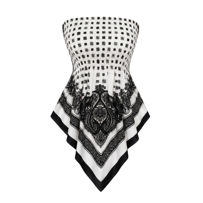 Plus Size Women's Strapless Towel Print Top