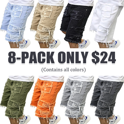 Raw Hem Denim Shorts with Rips – Edgy Urban Casual Warm-Weather Essential