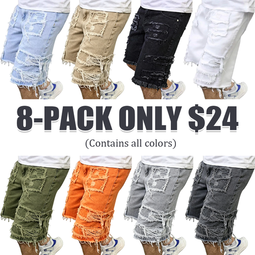 Raw Hem Denim Shorts with Rips – Edgy Urban Casual Warm-Weather Essential