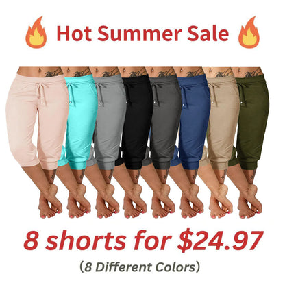 🔥Hot Summer Sale🔥Women’s Drawstring Capri Pants with Pockets for Casual Comfort Wear