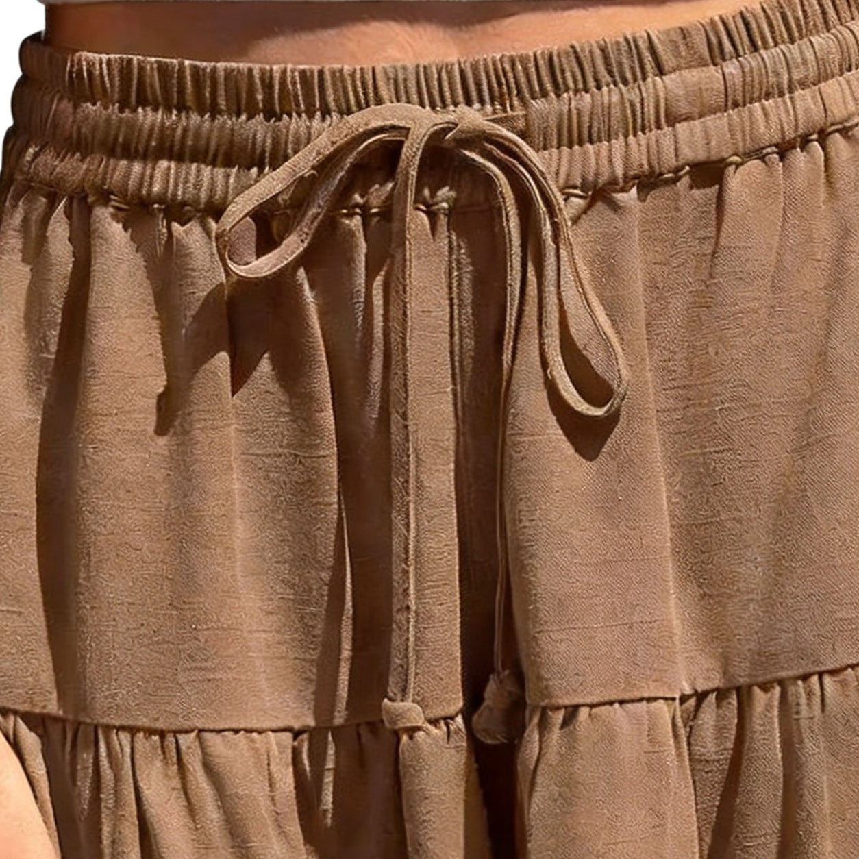 Womens Linen Blend Wide Leg Flowy Culotte Shorts Drawstring Loose Fit Summer Casual Lightweight Comfy Vacation Wear