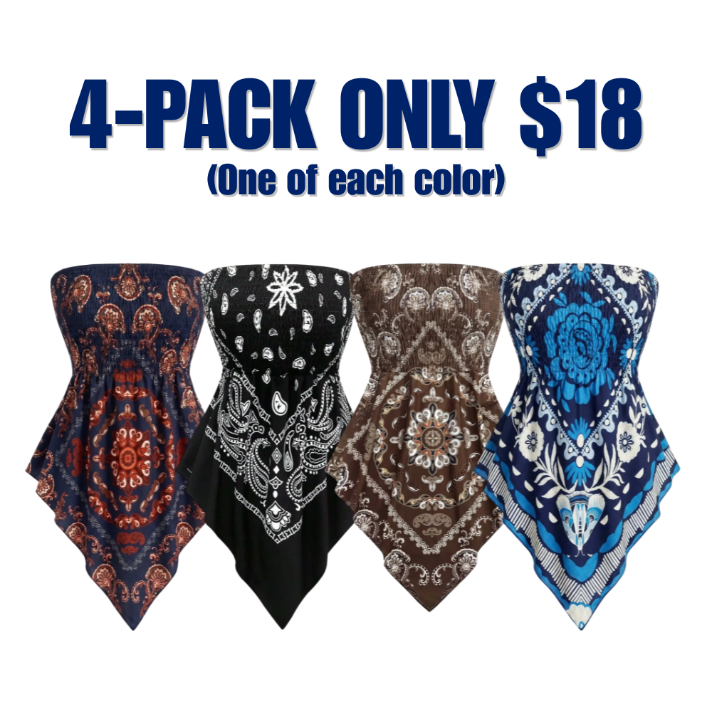 Plus Size Women's Strapless Towel Print Top