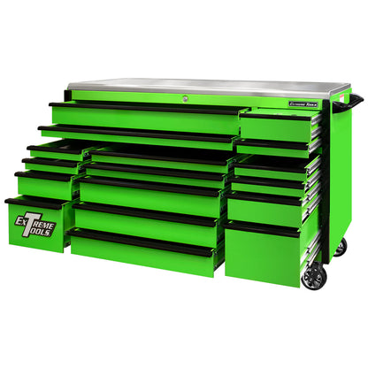 Extreme Tools Professional EXQ 72″ Quick Release 17-Drawer Triple Bank Roller Cabinet