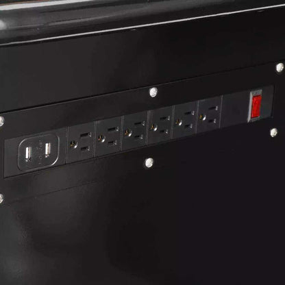Husky 62 in. W x 24 in. D Standard Duty 14-Drawer Mobile Workbench Cabinet Tool Chest with Solid Wood Top in Gloss Black