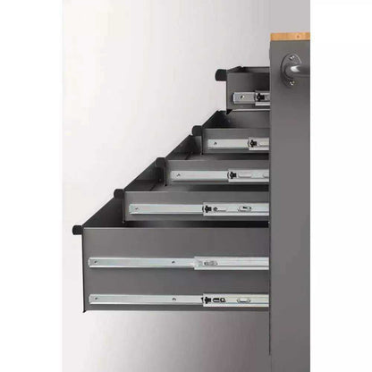 56 IN. W 5-DRAWER 1-DOOR, DEEP TOOL CHEST MOBILE WORKBENCH IN GLOSS GRAY WITH HARDWOOD TOP