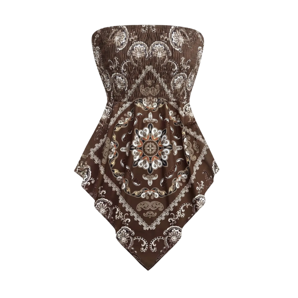 Plus Size Women's Strapless Towel Print Top