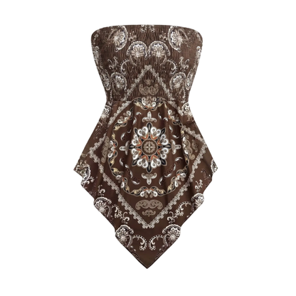 Plus Size Women's Strapless Towel Print Top