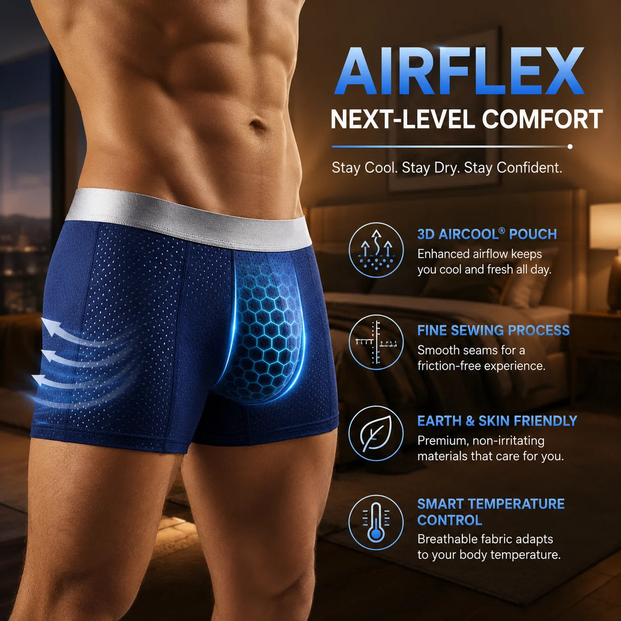 🔥 BEST DEAL 80% OFF TODAY🔥 2026 HOT SALE  AirFlexTM Premium Leakproof IceSilk Mesh Men's Boxer-180 Days free return