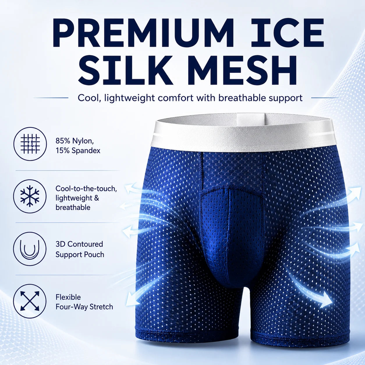 🔥 BEST DEAL 80% OFF TODAY🔥 2026 HOT SALE  AirFlexTM Premium Leakproof IceSilk Mesh Men's Boxer-180 Days free return