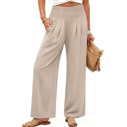 ✨Women’s Linen Wide Leg Palazzo Pants – High Waist Boho Beach Vacation Lounge Pants