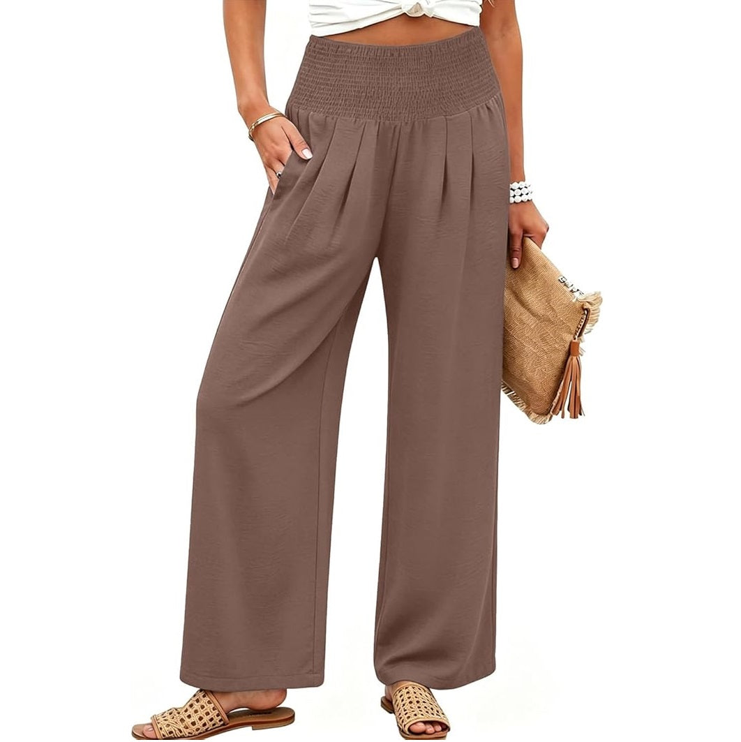 ✨Women’s Linen Wide Leg Palazzo Pants – High Waist Boho Beach Vacation Lounge Pants