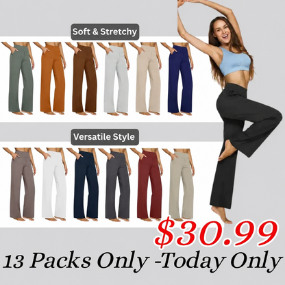 🌞Summer Hot Sale🔥Women's High-Waisted Loose Business Casual Yoga Pants with Pockets
