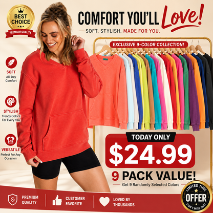 🔥 Your Favorite Is Back!Pigment Dyed Cozy Campfire V-Neck Sweatshirt