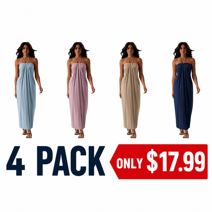 Halter Tie Back Maxi Dress with Pockets
