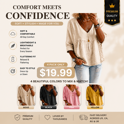 Women's Chic Loose-Fit V-Neck Lace Blouse