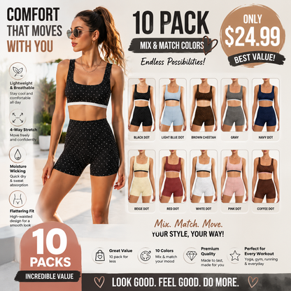 Milumia Women's Polka Dots Workout Set Layered Yoga Outfit with Shorts