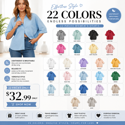 Cicy Bell Womens Oversized Button Down Shirts Half Sleeve Collared Tops | V Neck,High Low,Dressy Casual,Loose Fit Blouses,Business,Summer
