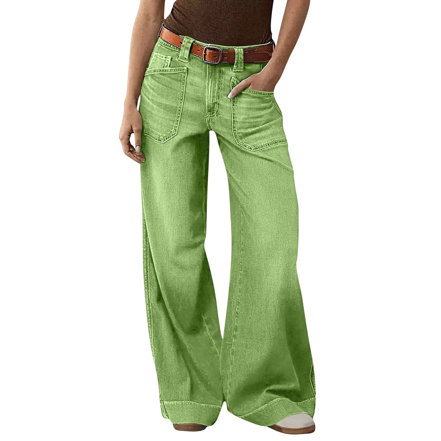 Miqool Women's Wide Leg Jeans Casual Loose Fit High Waisted Stretchy Baggy Denim Pants with Pockets
