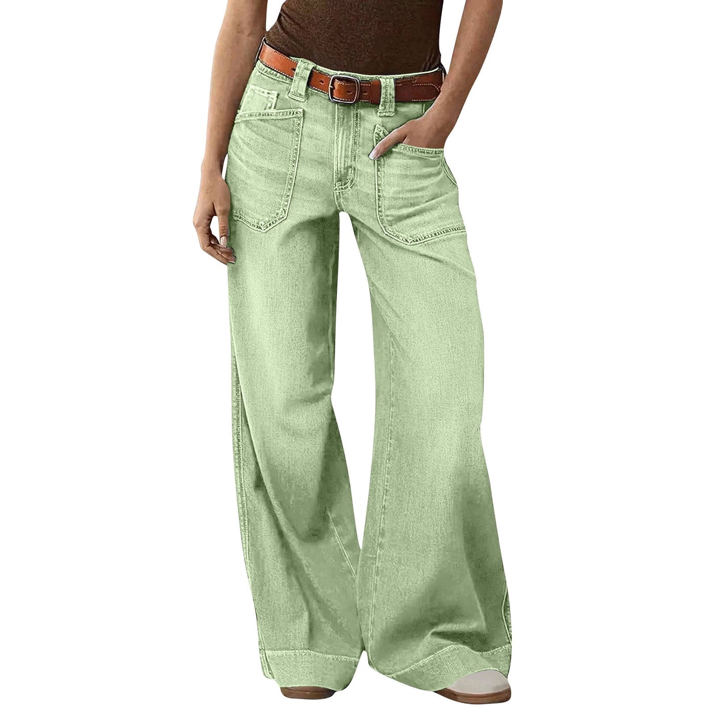 Miqool Women's Wide Leg Jeans Casual Loose Fit High Waisted Stretchy Baggy Denim Pants with Pockets