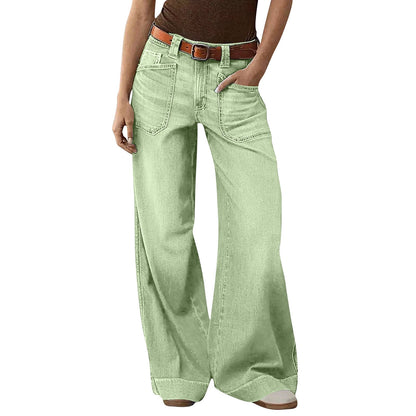 Miqool Women's Wide Leg Jeans Casual Loose Fit High Waisted Stretchy Baggy Denim Pants with Pockets