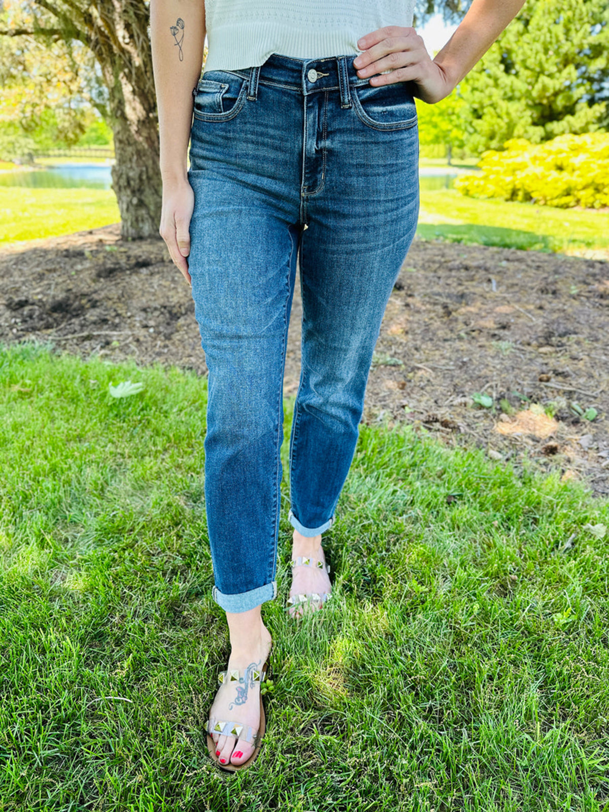 Tummy Control Cuffed Slim Fit Jeans (🔥 Buy 1, Get 1 FREE – Limited Time!)