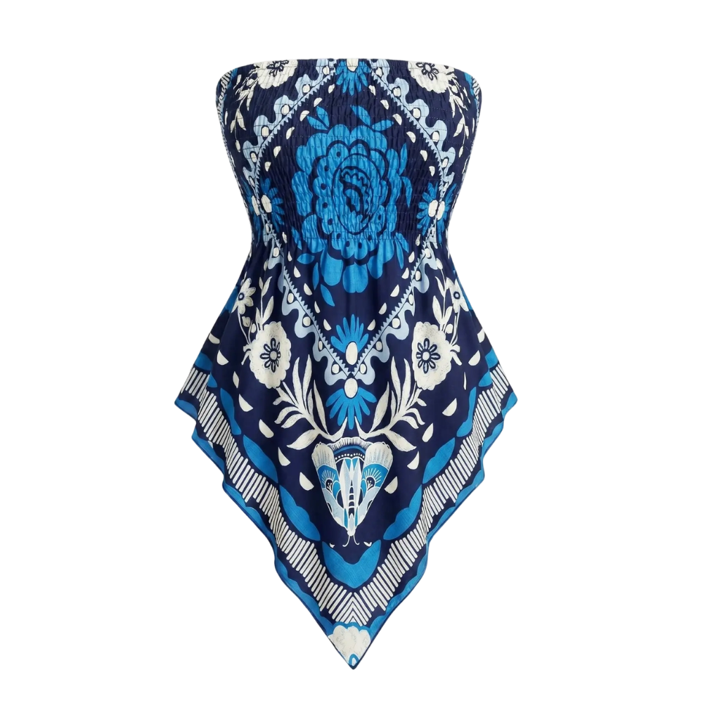 Plus Size Women's Strapless Towel Print Top