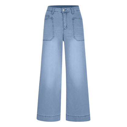 Miqool Women's Wide Leg Jeans Casual Loose Fit High Waisted Stretchy Baggy Denim Pants with Pockets