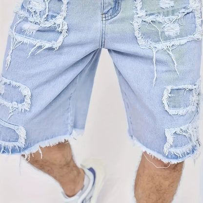 Raw Hem Denim Shorts with Rips – Edgy Urban Casual Warm-Weather Essential
