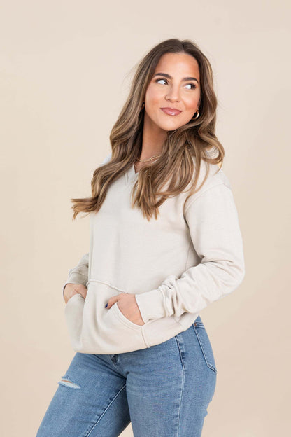 🔥 Your Favorite Is Back!Pigment Dyed Cozy Campfire V-Neck Sweatshirt