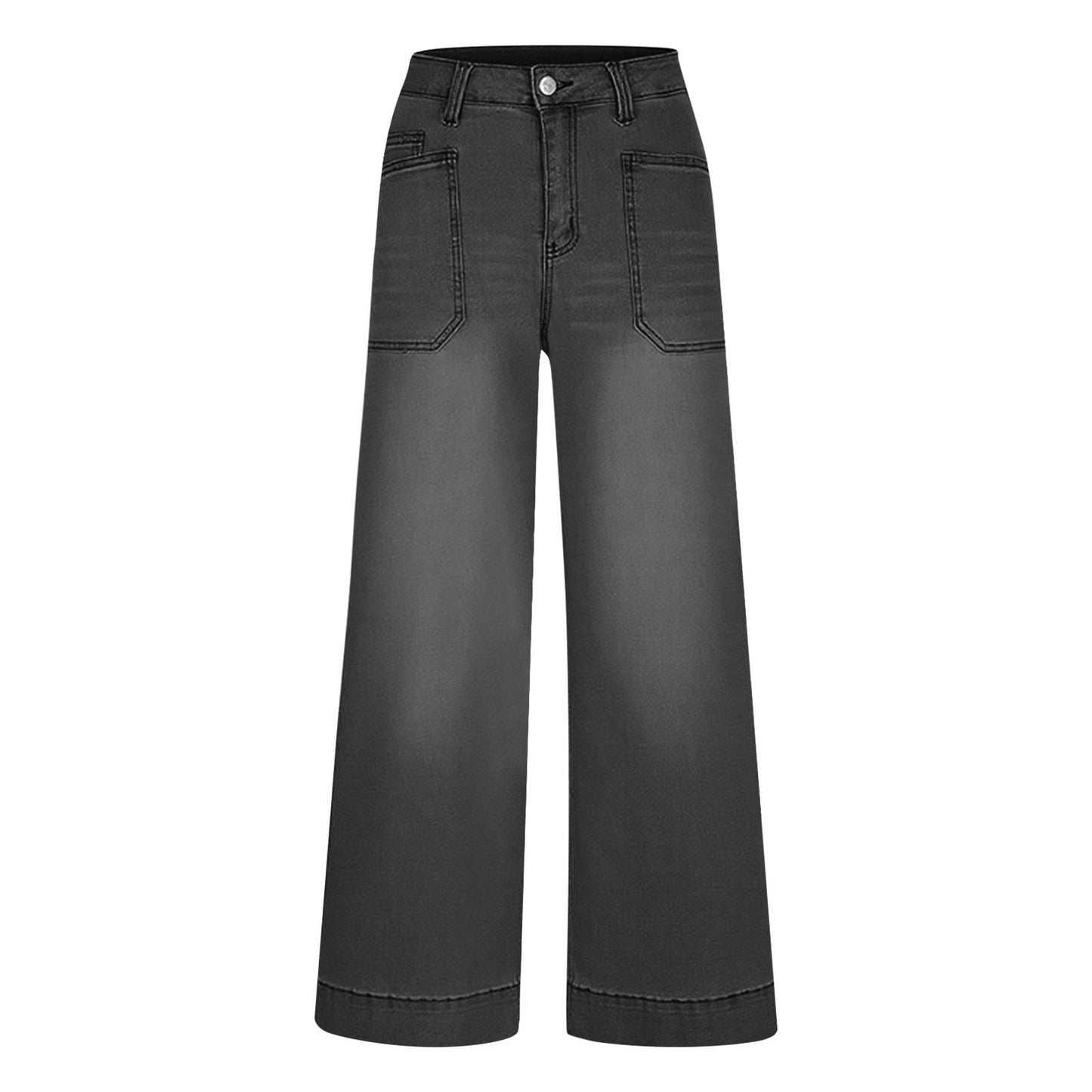 Miqool Women's Wide Leg Jeans Casual Loose Fit High Waisted Stretchy Baggy Denim Pants with Pockets