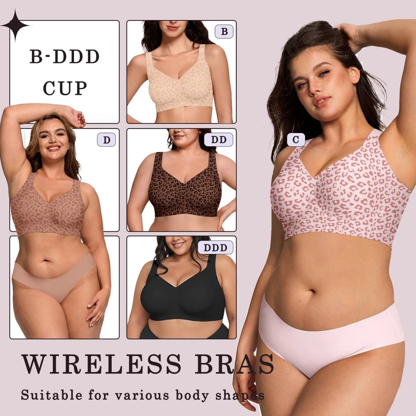 Seamless Deep V Push-Up Wireless Bra