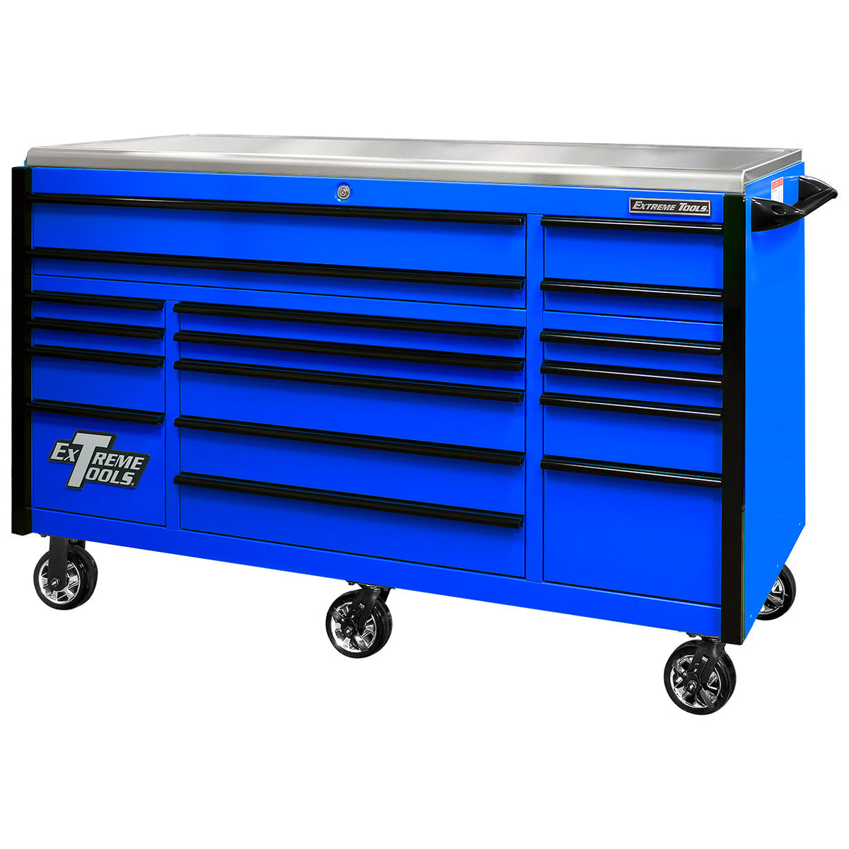 Extreme Tools Professional EXQ 72″ Quick Release 17-Drawer Triple Bank Roller Cabinet
