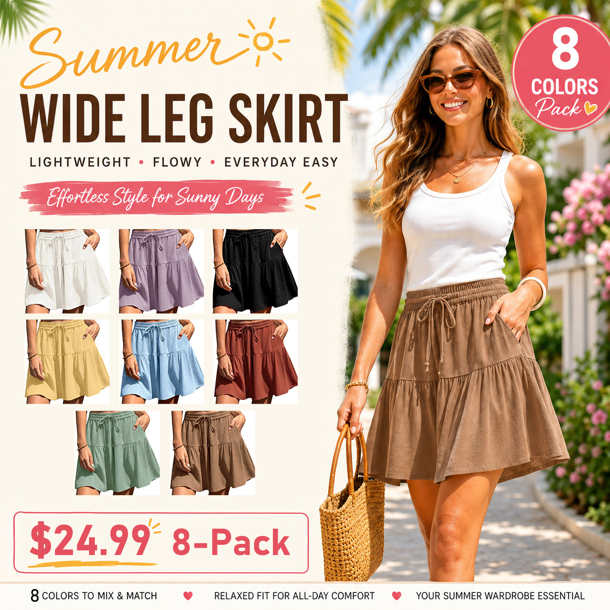 Womens Linen Blend Wide Leg Flowy Culotte Shorts Drawstring Loose Fit Summer Casual Lightweight Comfy Vacation Wear