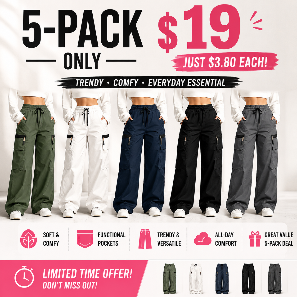 ⚡FINAL SALE 🔥Women’s lightweight loose cargo pants with multiple pockets