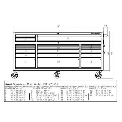 Heavy-Duty 52 in. W 9-Drawer, Deep Tool Chest Mobile Workbench in Matt