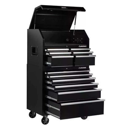 36 IN. W 12-DRAWER, DEEP COMBINATION TOOL CHEST AND CABINET SET IN GLOSS BLACK