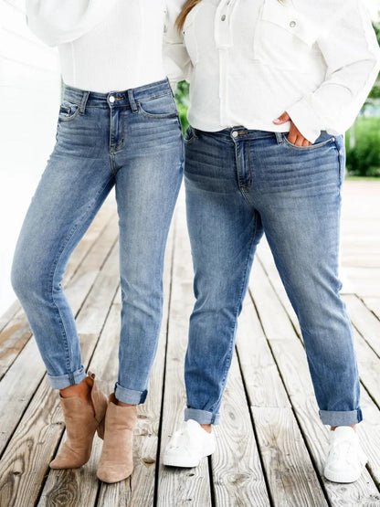 Tummy Control Cuffed Slim Fit Jeans (🔥 Buy 1, Get 1 FREE – Limited Time!)